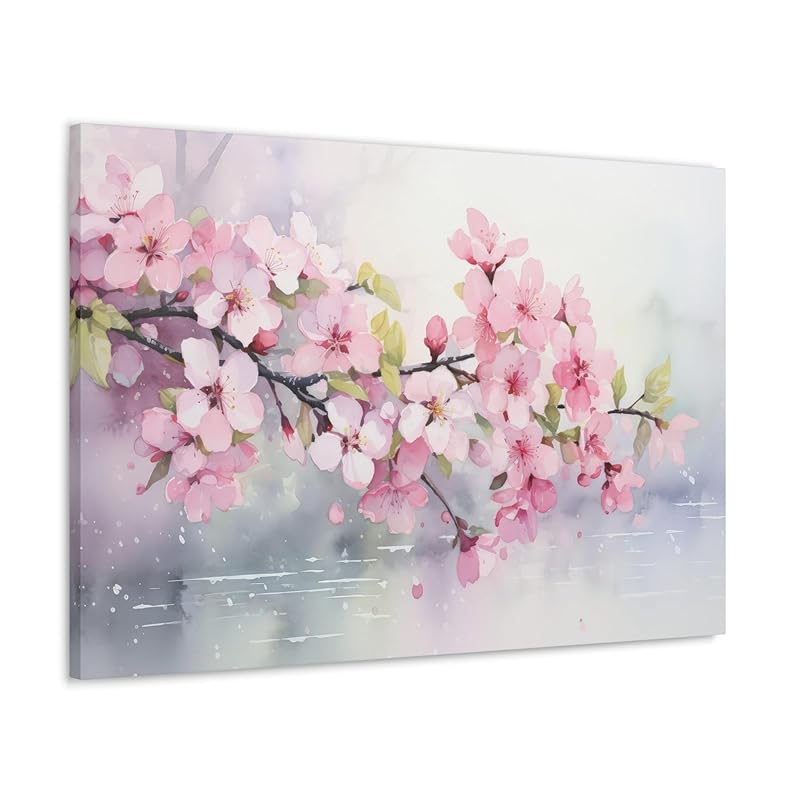 Spring Cherry Blossom Watercolor Wall Art